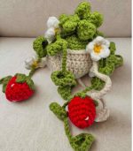 Myrtilus Handmade Crochet Hanging Basket – White Flowers or Strawberry Plant