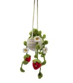 Myrtilus Handmade Crochet Hanging Basket – White Flowers or Strawberry Plant