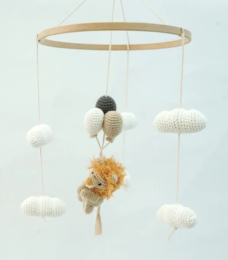 Myrtilus Handmade Crochet Lion Baby Mobile
