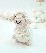 Handmade Crochet Sheep & Moon Baby Mobile by Myrtilus
