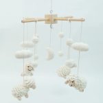 Handmade Crochet Sheep & Moon Baby Mobile by Myrtilus
