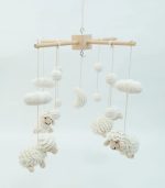 Handmade Crochet Sheep & Moon Baby Mobile by Myrtilus