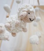Handmade Crochet Sheep & Moon Baby Mobile by Myrtilus