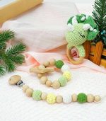 Myrtilus Crochet Dinosaur Rattle & Teether Set – Handmade in Cotton - Image 3