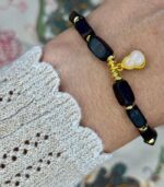 Myrtilus 14K Gold-Plated Agarwood Charm Bracelet – Handmade with Natural Beads