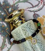 Myrtilus 14K Gold-Plated Agarwood Charm Bracelet – Handmade with Natural Beads
