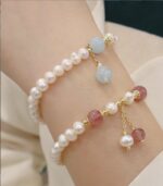 Myrtilus 14K Gold-Plated Aquamarine & Strawberry Crystal Bracelet