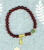 Myrtilus 14K Gold-Plated Bamboo Bracelet – Handmade with Red Agate Beads