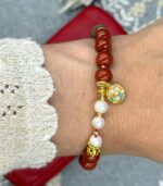 Myrtilus 14K Gold-Plated Carnelian & Pearl Bracelet