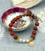Myrtilus 14K Gold-Plated Carnelian & Pearl Bracelet