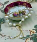 Myrtilus 14K Gold-Plated Irregular Pearl Drawstring Bracelet – Handmade with Baroque-Style Beads