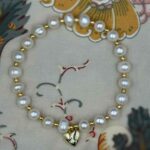 Myrtilus 14K Gold-Plated Pearl Bracelet – Handmade with Heart Charm