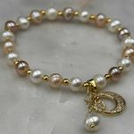Myrtilus 14K Gold-Plated Pearl Bracelet – Moon & Star Charm