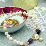 Myrtilus 14K Gold-Plated Pearl & Amethyst Bloom Bracelet – Handmade with Shell Flower Charm
