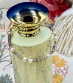 Myrtilus 14K Gold-Plated Pearl & Crystal Charm Bracelet – Handmade with Amethyst or Jade