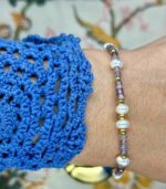 Myrtilus 14K Gold-Plated Pearl & Crystal Charm Bracelet – Handmade with Amethyst or Jade