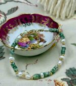 Myrtilus 14K Gold-Plated Pearl & Crystal Charm Bracelet – Handmade with Amethyst or Jade