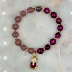 Myrtilus 14K Gold-Plated Strawberry Quartz & Red Tiger Eye PiXiu Bracelet