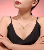 Myrtilus 18K Gold-Plated Pearl Necklace – Handmade with Oval Pendant