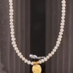 Myrtilus 18K Gold-Plated Pearl Necklace – Handmade with Oval Pendant