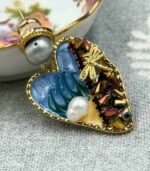 Myrtilus 18K Gold-Plated Heart Earrings – Hand-Painted Freshwater Pearl Studs