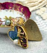 Myrtilus 18K Gold-Plated Heart Earrings – Hand-Painted Freshwater Pearl Studs
