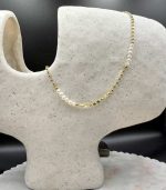 Myrtilus 18K Gold-Plated Lentil Stitching Necklace – Handmade with Freshwater Pearls
