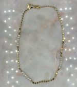 Myrtilus 18K Gold-Plated Lentil Stitching Necklace – Handmade with Freshwater Pearls