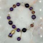 Myrtilus Amethyst Crystal Bead Bracelet with Pave Fish Pendant – Handmade with Beads