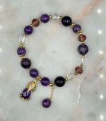 Myrtilus Amethyst Crystal Bead Bracelet with Pave Fish Pendant – Handmade with Beads