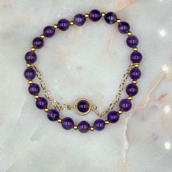 Myrtilus 14K Gold-Plated Amethyst Chain Bracelet