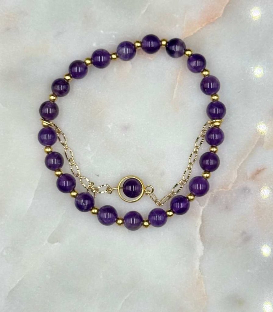 Myrtilus 14K Gold-Plated Amethyst Chain Bracelet