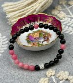 Myrtilus Black Obsidian & Rose Quartz Healing Bracelet – Handmade with Natural Stones