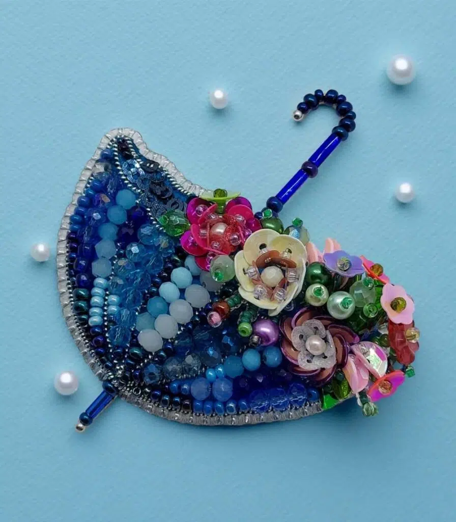 Myrtilus Handmade Beaded Umbrella Brooch Collection