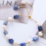 Myrtilus Blue-Quartz & Freshwater Pearl Adjustable Bolo Bracelet