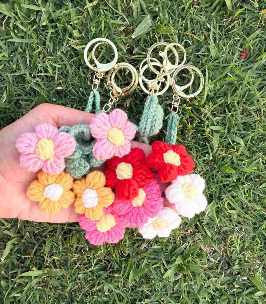 Myrtilus Crochet Floral Duo Keychain – Handmade