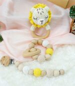 Myrtilus Crochet Lion Rattle & Teether Set – Handmade in Cotton