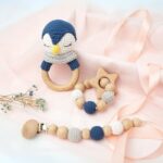 Myrtilus Crochet Penguin Rattle & Teether Set – Handmade in Cotton