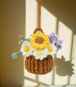 Myrtilus Crochet Potted Pendant – Handmade Hanging Flower Basket