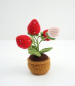 Myrtilus Strawberry Bloom – A Handmade 100% Acrylic Crochet Strawberry Planter by Myrtilus