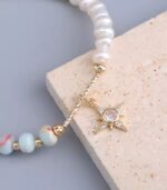 Myrtilus Freshwater Pearl & Shoushan Stone Bracelet – Handmade with Star Charm