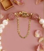 Myrtilus Freshwater Pearl & Strawberry Crystal Bracelet – Handmade with Beads