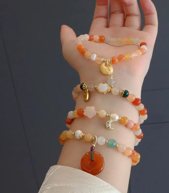 Myrtilus Golden Jade Charm Bracelet – Handmade Gemstone Jewelry