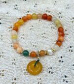 Myrtilus Golden Jade & Pearl Accent Bracelet – Handmade Gemstone Jewelry