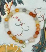 Myrtilus Golden Jade & Pearl Accent Bracelet – Handmade Gemstone Jewelry