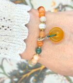 Myrtilus Golden Jade & Pearl Accent Bracelet – Handmade Gemstone Jewelry