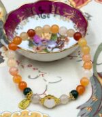 Myrtilus Golden Jade & Pearl Accent Bracelet – Handmade Gemstone Jewelry