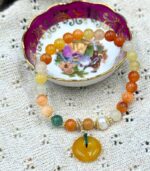 Myrtilus Golden Jade & Pearl Accent Bracelet – Handmade Gemstone Jewelry
