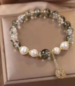 Myrtilus Green Ghost & Pearl Bracelet – Handmade Ethnic Jewelry for Women