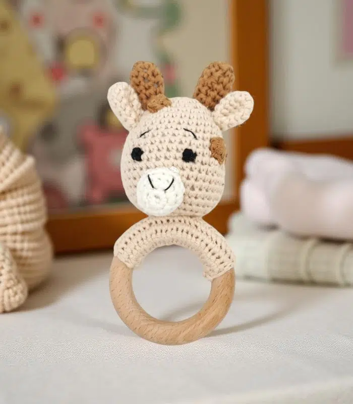 Myrtilus Handmade Crochet Baby Bull Rattle